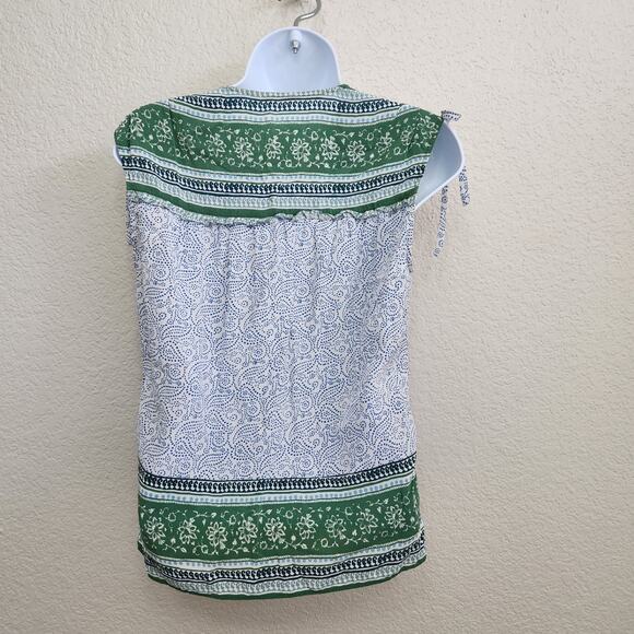 Veronica Beard Blue Green Short Capped Sleeves Top Small 100% Silk Lightweight - Picture 3 of 5